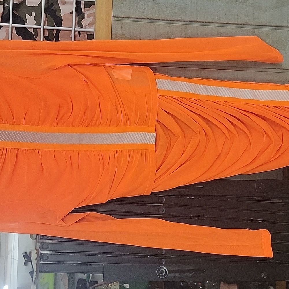 Elegant Orange Long Sleeve Dress